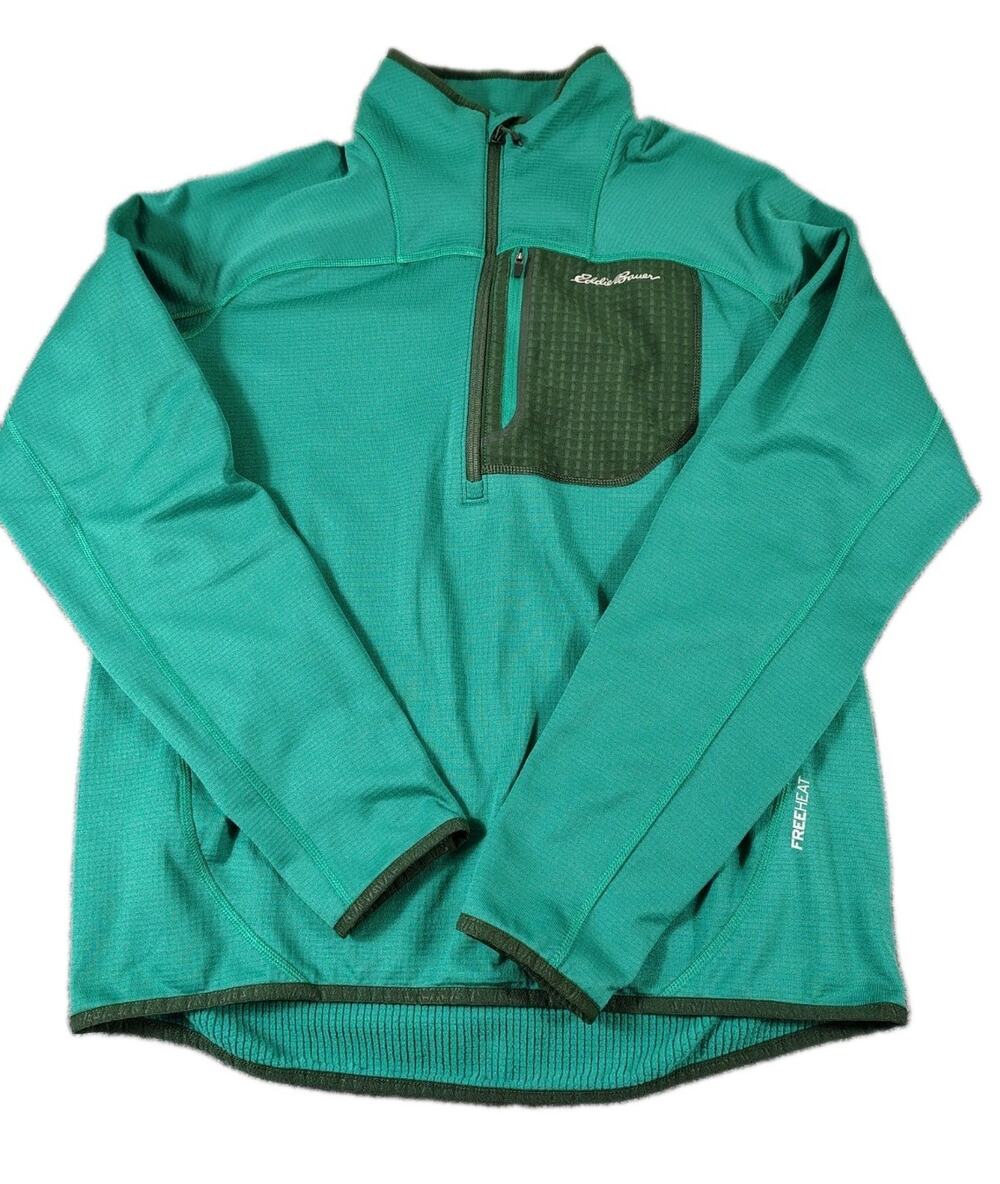 Eddie Bauer First Ascent Grid Fleece Pullover Mens M Green Stretch Mid Layer EUC